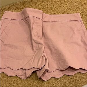 LOFT Pink Scalloped High Waist Cotton Shorts